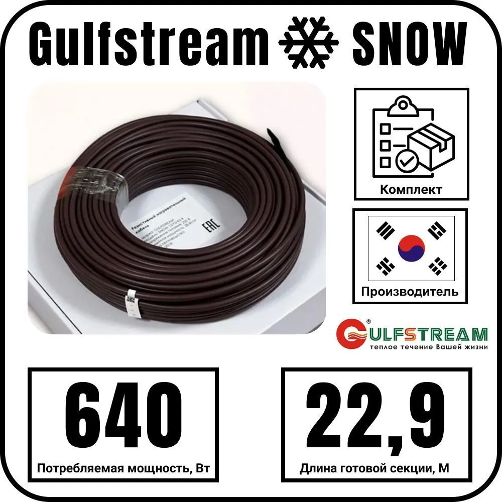 Gulfstream SNOW 640/22,9 комплект резистивного греющего кабеля