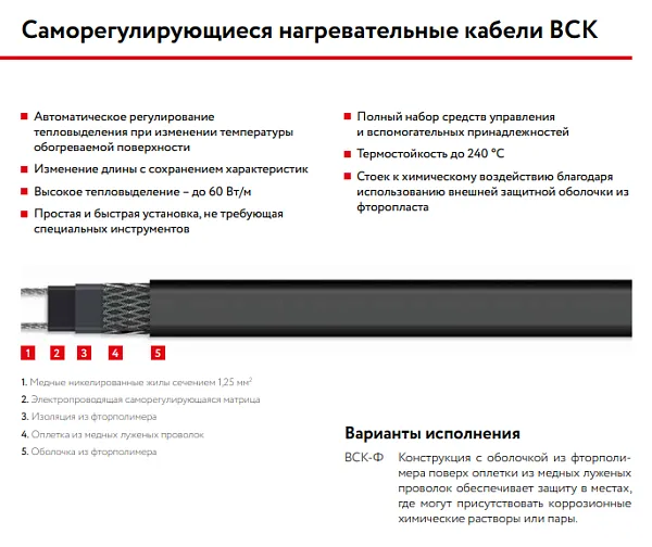 30ВСК-Ф-2 Саморегулирующийся нагревательный кабель Mos-Obogrev.ru