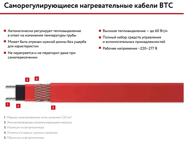 8ВТС2-ВР саморегулирующийся нагревательный кабель Mos-Obogrev.ru