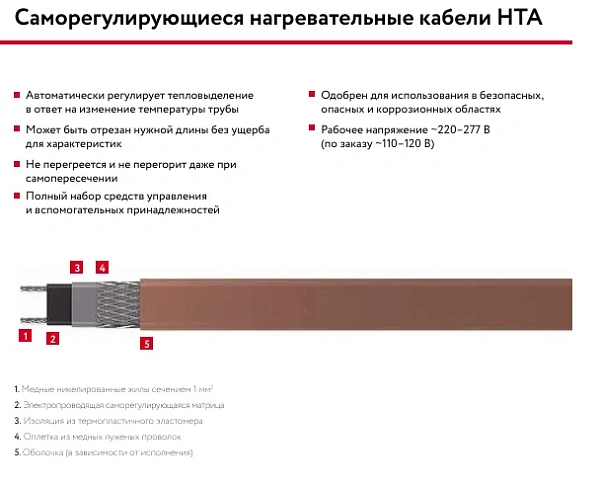 15НТА2-ВТ саморегулирующийся нагревательный кабель Mos-Obogrev.ru