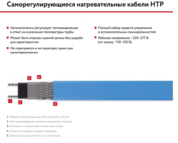 10НТР2-ВТ Саморегулирующийся нагревательный кабель Mos-Obogrev.ru